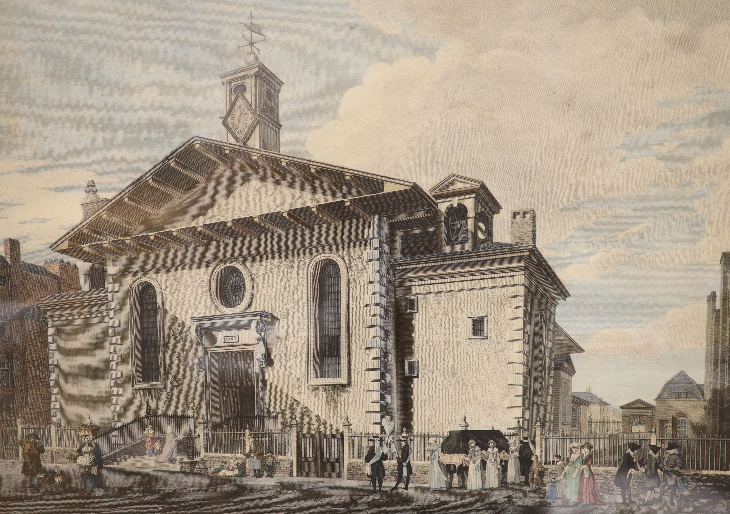 A pair of 18th century hand coloured line engravings, Covent Garden